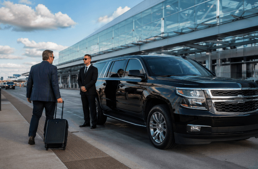 Point to point transport luxury black car